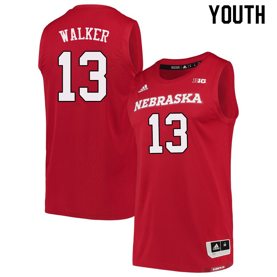 Youth #13 Derrick Walker Nebraska Cornhuskers College Basketball Jerseys Sale-Scarlet